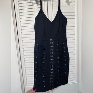 Hot Miami Styles Black Lace-Up Backless Dress